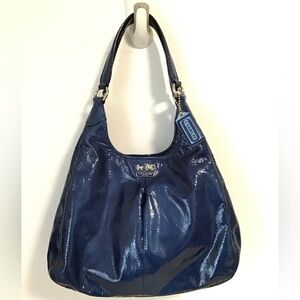 Coach Rare Madison Patent Leather Hobo Shoulder Bag Ultramarine Pristine YKK